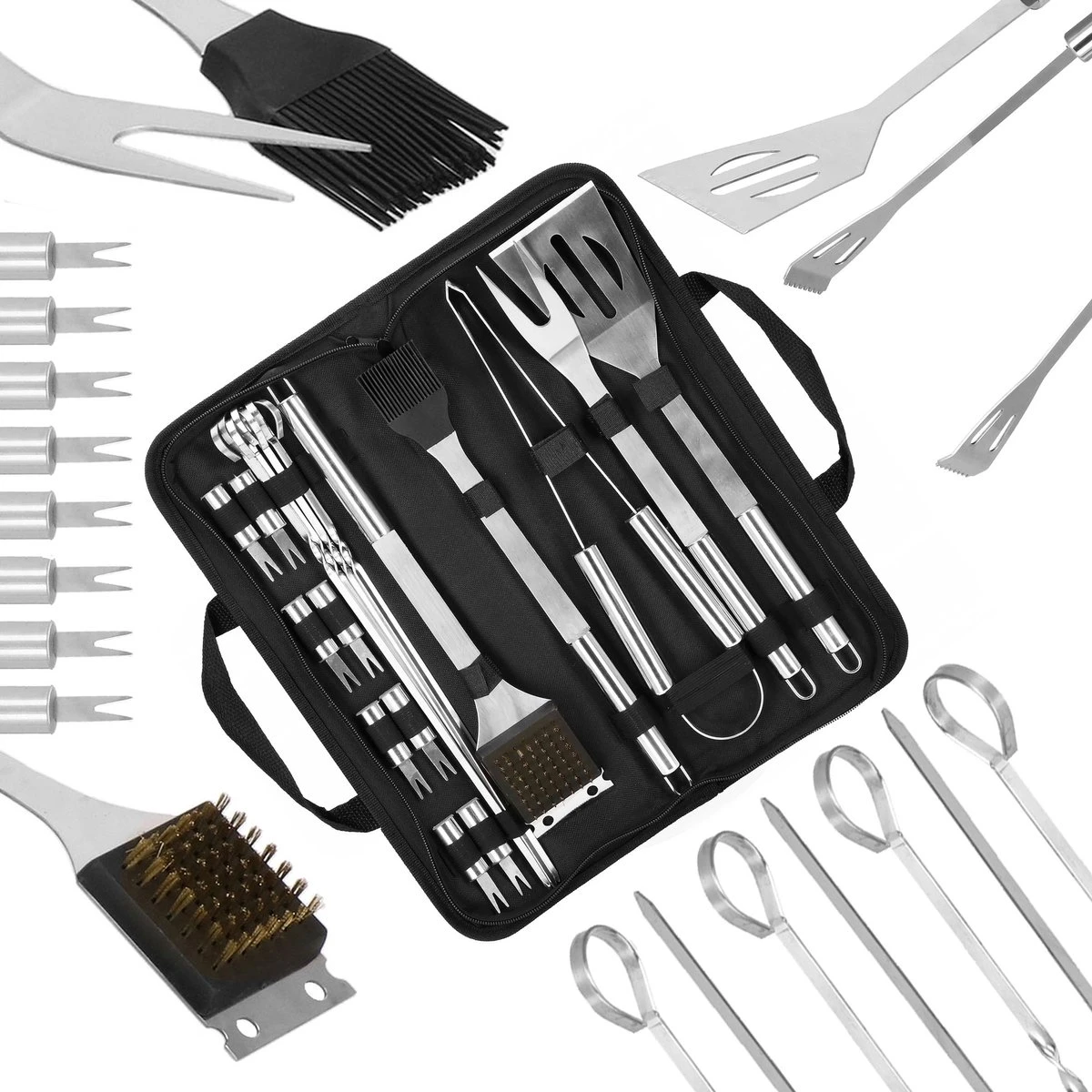 Accessoires Pour BBQ Springos | Outils De Barbecue| Set De 20 Pièces | Y Compris Sac De Transport De Luxe | Acier Inoxydable 22 Accessoires Pour BBQ Springos | Outils De Barbecue| Set De 20 Pièces | Y Compris Sac De Transport De Luxe | Acier Inoxydable – Image 20