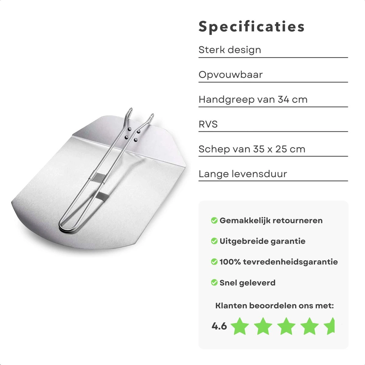 Cuillère à Pizza Pliable Cheqo® - Cuillère à Pizza - Spatule à Pizza - Pelle à Gâteau - Ustensiles De Cuisine - Spatule Pour BBQ Et Four - Acier Inoxydable - 35x25cm - Manche De 34cm De Long 6 Cuillère à Pizza Pliable Cheqo® - Cuillère à Pizza - Spatule à Pizza - Pelle à Gâteau - Ustensiles De Cuisine - Spatule Pour BBQ Et Four - Acier Inoxydable - 35x25cm - Manche De 34cm De Long – Image 4