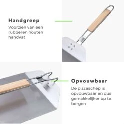 Pelle à Pizza Cheqo® - Spatule à Pizza - Pelle à Gâteau - Pelle à Pizza Pliable - Acier Inoxydable - 57,8x24,2x3,4cm - Manche En Bois D'hévéa - -Magasin D'Accessoires Pour Barbecue 1200x1200 1121