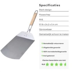 Pelle à Pizza Cheqo® - Spatule à Pizza - Pelle à Gâteau - Pelle à Pizza Pliable - Acier Inoxydable - 57,8x24,2x3,4cm - Manche En Bois D'hévéa - -Magasin D'Accessoires Pour Barbecue 1200x1200 1125