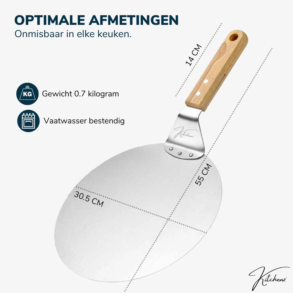 Kitchenz Pelle à Pizza Acier Inoxydable - Pelle à Pizza Pour BBQ - Manche Bois - 25,5 CM 10 Kitchenz Pelle à Pizza Acier Inoxydable - Pelle à Pizza Pour BBQ - Manche Bois - 25,5 CM – Image 8