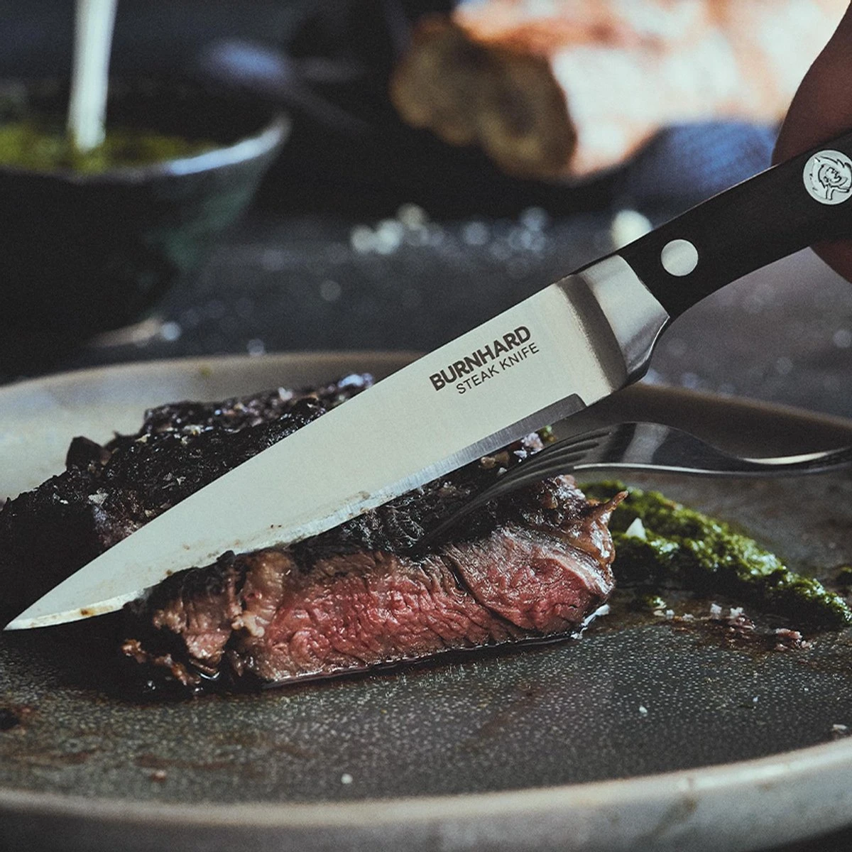 Burnhard Couteau Avec Manche En Bois Pakka Couteaux à Steak 4 Pièces 7 Burnhard Couteau Avec Manche En Bois Pakka Couteaux à Steak 4 Pièces – Image 5