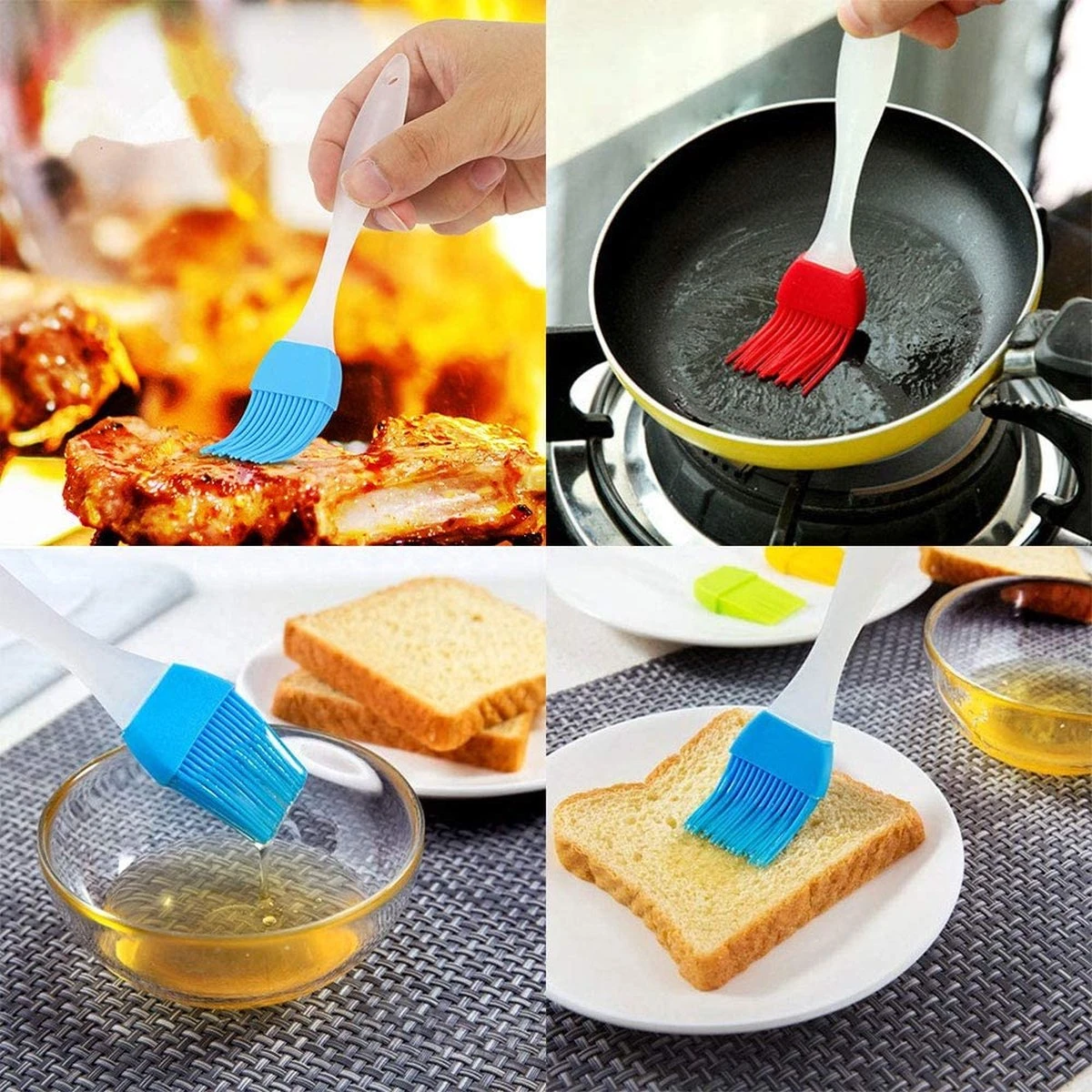 Set De 3 Pinces De Cuisine De Premium Supérieure - Pinces Pour Barbecue De Cuisine - Avec Deux Brosses En Silicone - Cuisson - BBQ - Salade, Gâteau, Crème Glacée, Four - (3x Pinces + 2 Brosses) 6 Set De 3 Pinces De Cuisine De Premium Supérieure - Pinces Pour Barbecue De Cuisine - Avec Deux Brosses En Silicone - Cuisson - BBQ - Salade, Gâteau, Crème Glacée, Four - (3x Pinces + 2 Brosses) – Image 4