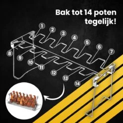 PROKING Support Ailes De Poulet - Accessoires De Vêtements Pour Bébé BBQ - Support Poulet BBQ - Four Support Poulet - Plateau De Collecte Inclus - Acier Inoxydable -Magasin D'Accessoires Pour Barbecue 1200x1200 1287