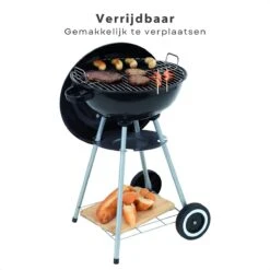 Cheqo® Kogelbarbecue Sur Roues - Barbecue - BBQ - Bullet Grill - Barbecue à Charbon - 46cm De Diamètre - 78cm De Hauteur - 70cm De Hauteur De Cuisson - Revêtement En Poudre - Mobile - Avec Grille De Rangement - Poignée - Zwart -Magasin D'Accessoires Pour Barbecue 1200x1200 13