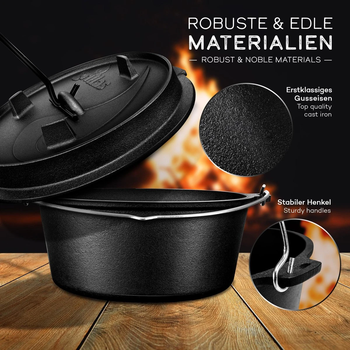 Grillas- Faitout, 4.2L, Poêle à BBQ , Fonte 5 Grillas- Faitout, 4.2L, Poêle à BBQ , Fonte – Image 3