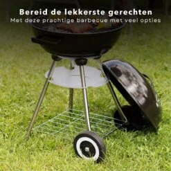 Cheqo® Kogelbarbecue Sur Roues - Barbecue - BBQ - Bullet Grill - Barbecue à Charbon - 46cm De Diamètre - 78cm De Hauteur - 70cm De Hauteur De Cuisson - Revêtement En Poudre - Mobile - Avec Grille De Rangement - Poignée - Zwart -Magasin D'Accessoires Pour Barbecue 1200x1200 14