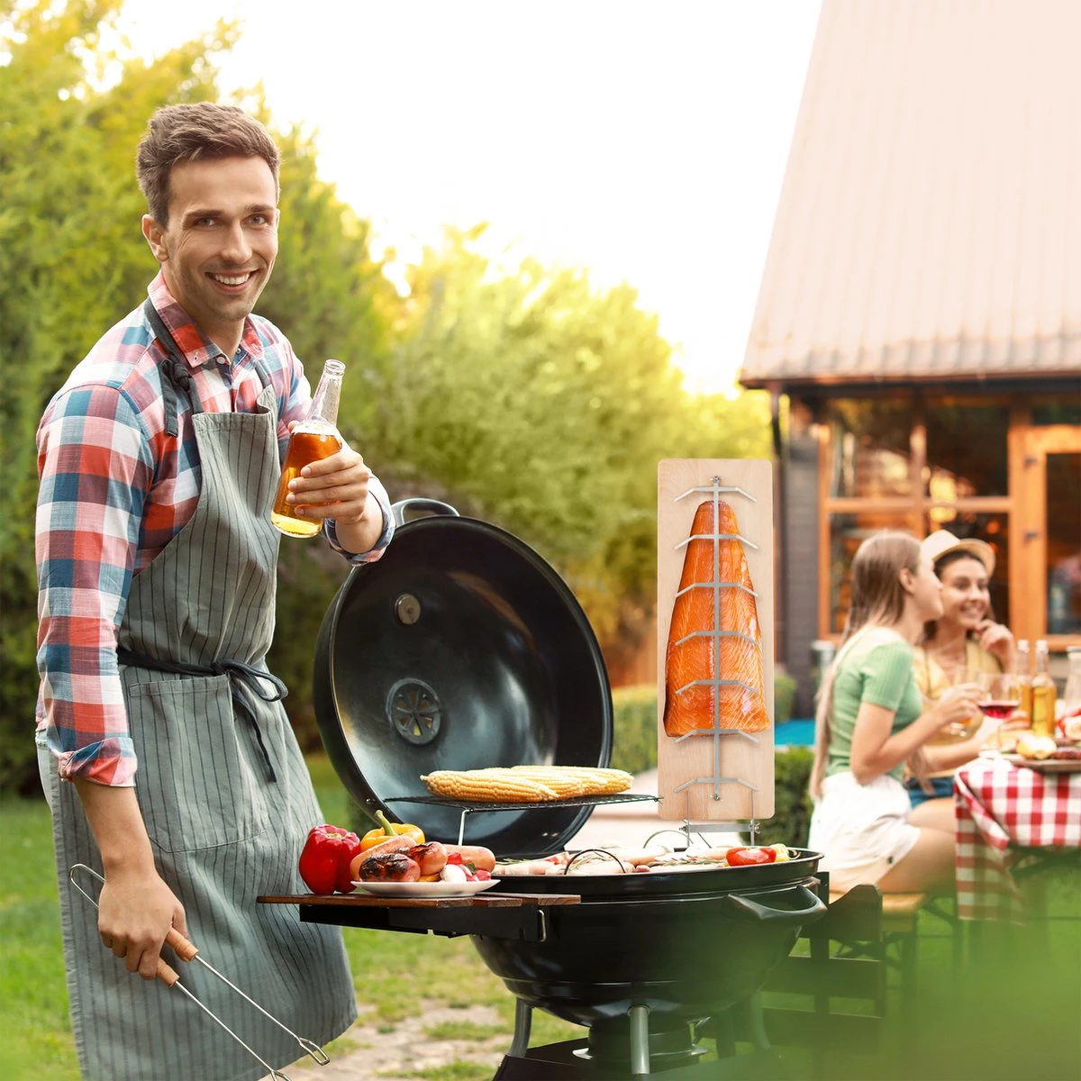 Relaxdays Planche à Fumer Barbecue Saumon - Support Droit - Planche à Saumon Finlandaise - Planche Barbecue - Bois De Hêtre 7 Relaxdays Planche à Fumer Barbecue Saumon - Support Droit - Planche à Saumon Finlandaise - Planche Barbecue - Bois De Hêtre – Image 5