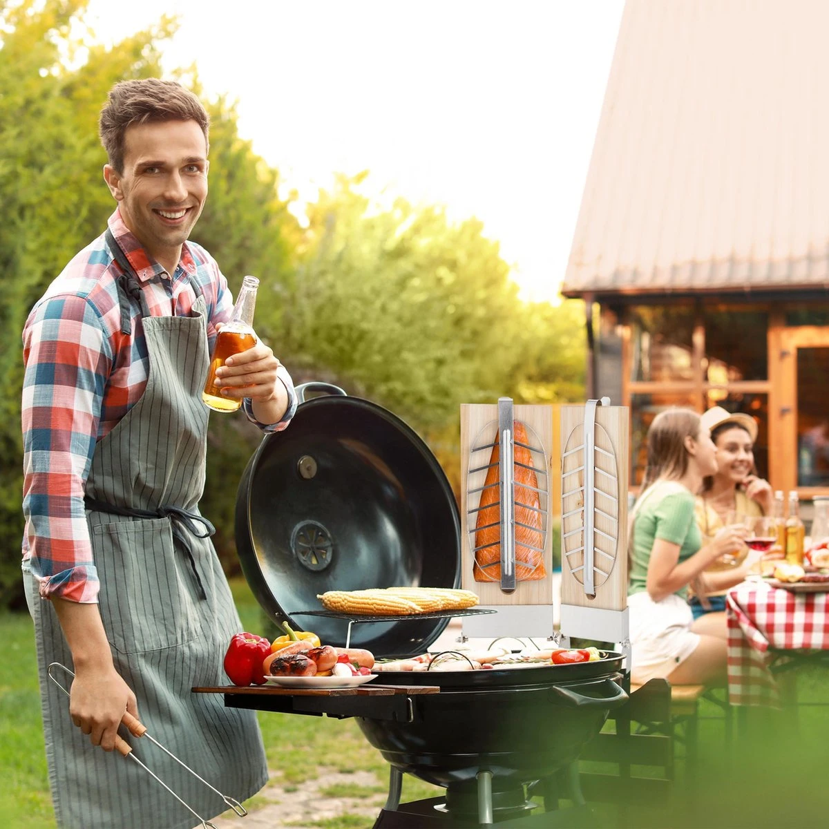 Relaxdays Ensemble De 2 Planches à Saumon Finlandais - Bois De Cèdre - Planche à Fumer Barbecue - Support Ovale - Pinces 7 Relaxdays Ensemble De 2 Planches à Saumon Finlandais - Bois De Cèdre - Planche à Fumer Barbecue - Support Ovale - Pinces – Image 5