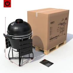 VOLT! BBQ Kamado En Céramique XL / 59 CM / 22 Pouces - Barbecue Grill Grenade 21'' 22'' - Plug & Play - Y Compris Accessoires De BBQ Kamado - Cuisine Extérieure - Barbecue à Charbon De Bois - BBQ à Oeufs - BBQ Kamado - Paroi Épaisse - Zwart -Magasin D'Accessoires Pour Barbecue 1200x1200 167