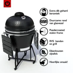 VOLT! BBQ Kamado En Céramique XL / 59 CM / 22 Pouces - Barbecue Grill Grenade 21'' 22'' - Plug & Play - Y Compris Accessoires De BBQ Kamado - Cuisine Extérieure - Barbecue à Charbon De Bois - BBQ à Oeufs - BBQ Kamado - Paroi Épaisse - Zwart -Magasin D'Accessoires Pour Barbecue 1200x1200 168