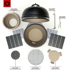 VOLT! BBQ Kamado En Céramique XL / 59 CM / 22 Pouces - Barbecue Grill Grenade 21'' 22'' - Plug & Play - Y Compris Accessoires De BBQ Kamado - Cuisine Extérieure - Barbecue à Charbon De Bois - BBQ à Oeufs - BBQ Kamado - Paroi Épaisse - Zwart -Magasin D'Accessoires Pour Barbecue 1200x1200 169