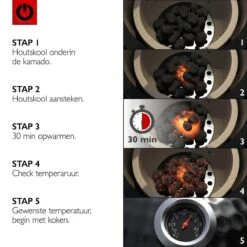 VOLT! BBQ Kamado En Céramique XL / 59 CM / 22 Pouces - Barbecue Grill Grenade 21'' 22'' - Plug & Play - Y Compris Accessoires De BBQ Kamado - Cuisine Extérieure - Barbecue à Charbon De Bois - BBQ à Oeufs - BBQ Kamado - Paroi Épaisse - Zwart -Magasin D'Accessoires Pour Barbecue 1200x1200 171