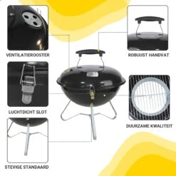 AG Mini Barbecue Ø 35cm - Barbecues à Charbon - Barbecue Kogelbarbecue - Klein Et Léger - Compact - Inox - 4-6 Personnes-Barbecue Rond - Incl. Couvercle - Barbecue Passe Partout -Grille De Ventilation Pour La Régulation De L'oxygène - Zwart -Magasin D'Accessoires Pour Barbecue 1200x1200 218