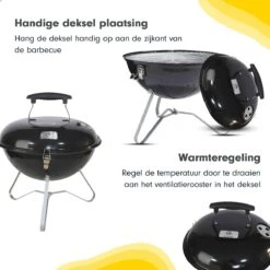 AG Mini Barbecue Ø 35cm - Barbecues à Charbon - Barbecue Kogelbarbecue - Klein Et Léger - Compact - Inox - 4-6 Personnes-Barbecue Rond - Incl. Couvercle - Barbecue Passe Partout -Grille De Ventilation Pour La Régulation De L'oxygène - Zwart -Magasin D'Accessoires Pour Barbecue 1200x1200 225