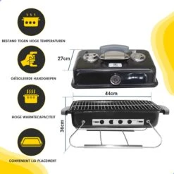 AG To- Go Barbecue Ø44 Cm - Barbecues à Charbon - Incl. Thermomètre - Température Inoxydable - Compact -Barbecue Carré - Incl. Couvercle - Barbecue Traditionnel - 6 Personnes - Partout Grille De Ventilation Pour Régulation D'oxygène - Zwart -Magasin D'Accessoires Pour Barbecue 1200x1200 269