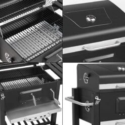 Barbecue - Bbq Charbon De Bois - Grill Chariot Émaillé - Chariot Bbq - 113X53,5X100 Cm, Avec Ouvre - Thermomètre - Cendrier Amovible - Crochet - Planches - Feuille De Charbon De Bois - 3 Grilles - 2 Roues -Magasin D'Accessoires Pour Barbecue 1200x1200 31