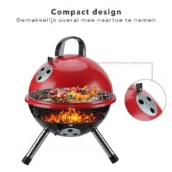 Cheqo® Kogelbarbecue - BBQ à Charbon De Bois - Barbecue - Barbecue De Table - Rouge - Ø 32cm - Surface De Cuisson 30cm - Grille De Ventilation Réglable - Capot Rond Verrouillable -Magasin D'Accessoires Pour Barbecue 1200x1200 324