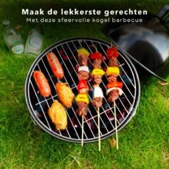 Cheqo® Kogelbarbecue - BBQ à Charbon De Bois - Barbecue - Barbecue De Table - Zwart - Ø 32cm - Surface De Cuisson 30cm - Grille De Ventilation Réglable - Capot Rond Verrouillable -Magasin D'Accessoires Pour Barbecue 1200x1200 338