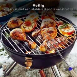 Cheqo® Kogelbarbecue - BBQ à Charbon De Bois - Barbecue - Barbecue De Table - Zwart - Ø 32cm - Surface De Cuisson 30cm - Grille De Ventilation Réglable - Capot Rond Verrouillable -Magasin D'Accessoires Pour Barbecue 1200x1200 340