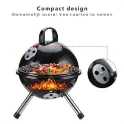 Cheqo® Kogelbarbecue - BBQ à Charbon De Bois - Barbecue - Barbecue De Table - Zwart - Ø 32cm - Surface De Cuisson 30cm - Grille De Ventilation Réglable - Capot Rond Verrouillable -Magasin D'Accessoires Pour Barbecue 1200x1200 341