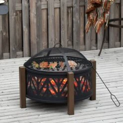 Outsunny Brasero Brasero Avec Grille De Protection Contre Les étincelles Barbecue De Jardin Noir + Marron 842-172 15 Outsunny Brasero Brasero Avec Grille De Protection Contre Les étincelles Barbecue De Jardin Noir + Marron 842-172 -Magasin D'Accessoires Pour Barbecue 1200x1200 350
