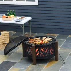 Outsunny Brasero Brasero Avec Grille De Protection Contre Les étincelles Barbecue De Jardin Noir + Marron 842-172 16 Outsunny Brasero Brasero Avec Grille De Protection Contre Les étincelles Barbecue De Jardin Noir + Marron 842-172 -Magasin D'Accessoires Pour Barbecue 1200x1200 351
