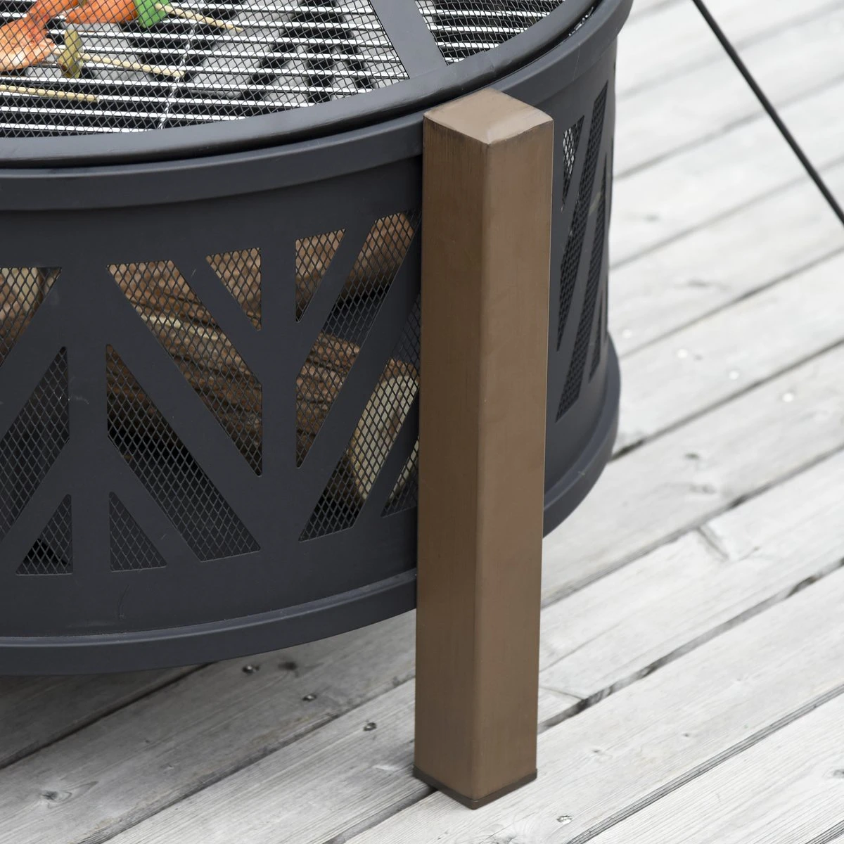 Outsunny Brasero Brasero Avec Grille De Protection Contre Les étincelles Barbecue De Jardin Noir + Marron 842-172 13 Outsunny Brasero Brasero Avec Grille De Protection Contre Les étincelles Barbecue De Jardin Noir + Marron 842-172 – Image 11