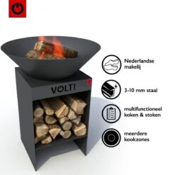 VOLT! Barbecue Dutch Fire Bowl - Brasero Avec Rangement Pour Bois Pour Extérieur - Cuisine D'extérieur - Plaque De Gril - Plancha Barbecue - Grille De Gril - Anneau De Gril -Magasin D'Accessoires Pour Barbecue 1200x1200 357