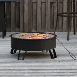 Bol à Feu D'extérieur Outsunny Avec Grille De Cuisson Avec Couvercle Feu Poker Jardin Feu De Camp Patio 842-177 -Magasin D'Accessoires Pour Barbecue 1200x1200 364