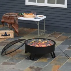 Bol à Feu D'extérieur Outsunny Avec Grille De Cuisson Avec Couvercle Feu Poker Jardin Feu De Camp Patio 842-177 -Magasin D'Accessoires Pour Barbecue 1200x1200 366