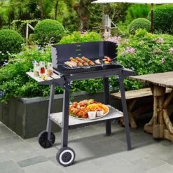 Station De Grillades Sur Chariot Outsunny Barbecue Autoportant Avec Pare-vent 2 X étagère Réglable En Hauteur 846-032 -Magasin D'Accessoires Pour Barbecue 1200x1200 375