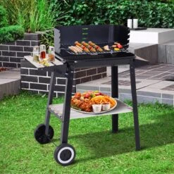 Station De Grillades Sur Chariot Outsunny Barbecue Autoportant Avec Pare-vent 2 X étagère Réglable En Hauteur 846-032 -Magasin D'Accessoires Pour Barbecue 1200x1200 376