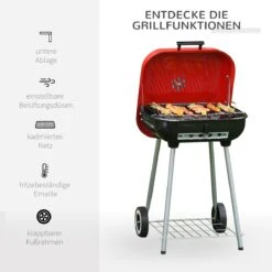 Barbecue à Charbon Outsunny Sur Roulettes Barbecue Chariot Boule Barbecue Grill Avec Couvercle BBQ Métal Rouge 01-0569 -Magasin D'Accessoires Pour Barbecue 1200x1200 407