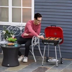 Barbecue à Charbon Outsunny Sur Roulettes Barbecue Chariot Boule Barbecue Grill Avec Couvercle BBQ Métal Rouge 01-0569 -Magasin D'Accessoires Pour Barbecue 1200x1200 408
