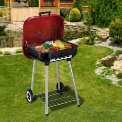 Barbecue à Charbon Outsunny Sur Roulettes Barbecue Chariot Boule Barbecue Grill Avec Couvercle BBQ Métal Rouge 01-0569 -Magasin D'Accessoires Pour Barbecue 1200x1200 409