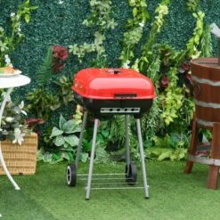 Barbecue à Charbon Outsunny Sur Roulettes Barbecue Chariot Boule Barbecue Grill Avec Couvercle BBQ Métal Rouge 01-0569 -Magasin D'Accessoires Pour Barbecue 1200x1200 412
