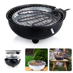 Barbecue Électrique Cheqo® - BBQ Électrique - Barbecue Électrique - Surface De Cuisson ø32cm - Wit Ou Zwart