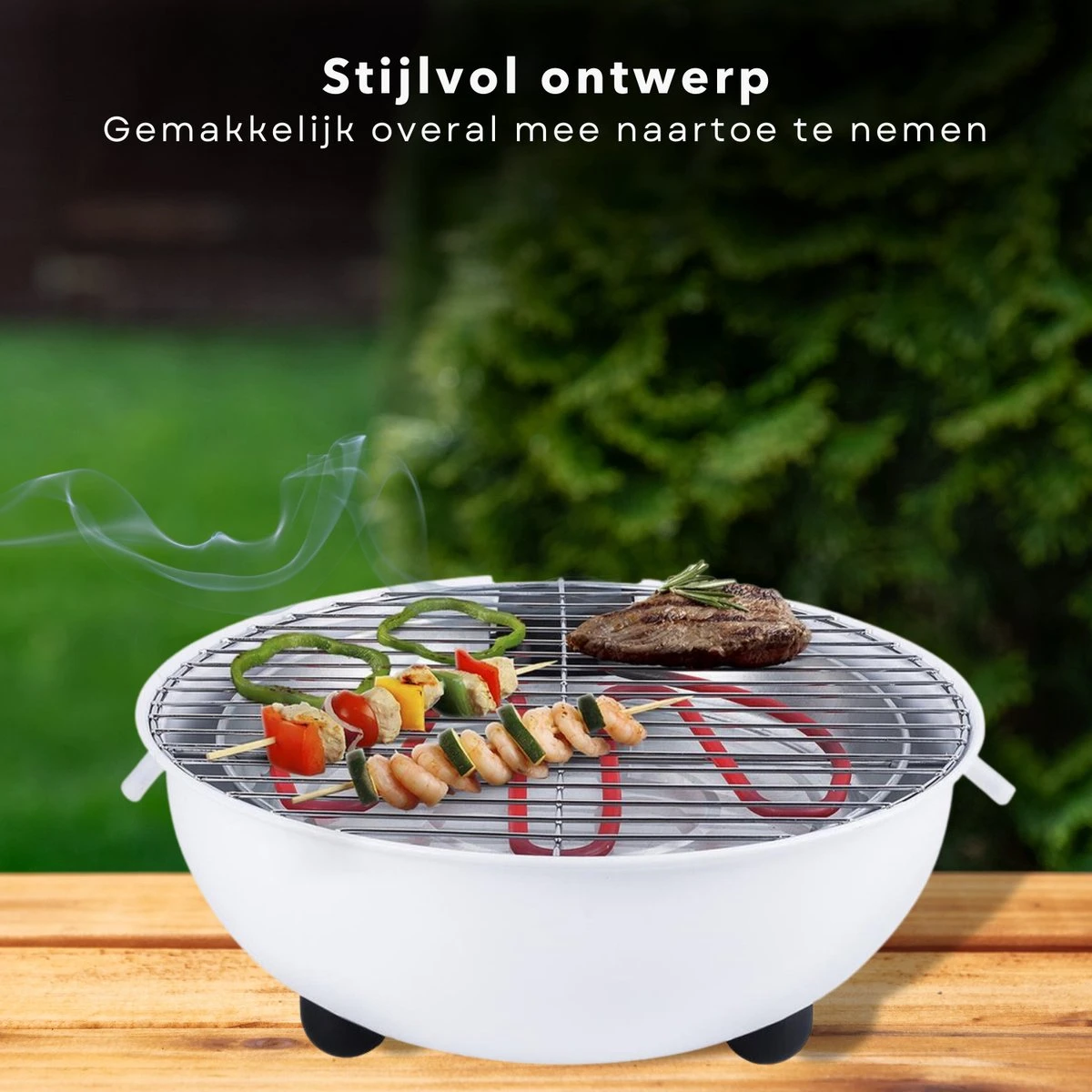 Barbecue Électrique Cheqo® - BBQ Électrique - Barbecue Électrique - Surface De Cuisson ø32cm - Wit Ou Zwart 4 Barbecue Électrique Cheqo® - BBQ Électrique - Barbecue Électrique - Surface De Cuisson ø32cm - Wit Ou Zwart – Image 2