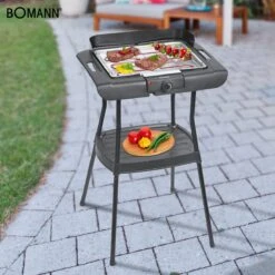 Bomann BQS 2244 CB, Gril Sur Pied Pour Barbecue, Grille De Gril Chromée, égouttoir En Métal, Pare-brise, Surface De Gril : 35,5 X 24,5 Cm, 2000 Watt -Magasin D'Accessoires Pour Barbecue 1200x1200 420