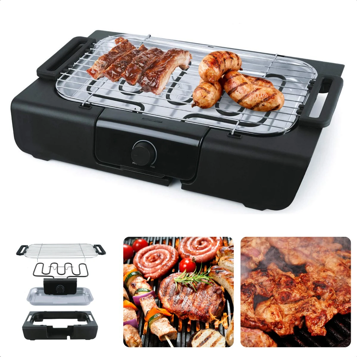 Barbecue De Table électrique Cheqo® - Plaque De Gril électrique - Modèle De Table BBQ électrique - Acier Inoxydable Et Plastique - Avec Réservoir D'eau, Thermostat, Interrupteur - 2000W 2 Barbecue De Table électrique Cheqo® - Plaque De Gril électrique - Modèle De Table BBQ électrique - Acier Inoxydable Et Plastique - Avec Réservoir D'eau, Thermostat, Interrupteur - 2000W