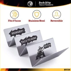 Porte-tacos Pour Taco Friday - Porte-hot-dogs Double Face - Les Porte-saucisses Grillades Facilitent La Préparation - Plus De Gâchis - Acier Inoxydable, Passe Au Lave-vaisselle - Lot De 4 -Magasin D'Accessoires Pour Barbecue 1200x1200 450