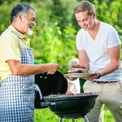 Barbecue AG Ø 46 Cm - Barbecues à Charbon - Barbecue Kogelbarbecue Incl. Thermomètre - Température Inoxydable - Barbecue Rond - Incl. Couvercle Et Roues - Barbecue Traditionnel - 7 Personnes - Grille De Ventilation Pour Régulation Oxygène - Zwart - -Magasin D'Accessoires Pour Barbecue 1200x1200 46