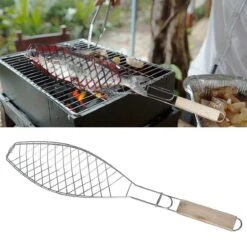 WiseGoods Premium Fish Grill Grille - Accessoires De Vêtements Pour Bébé BBQ - Grille De Barbecue - Barbecue - Grille De Barbecue En Fer - Avec Poignée 57 Cm -Magasin D'Accessoires Pour Barbecue 1200x1200 468