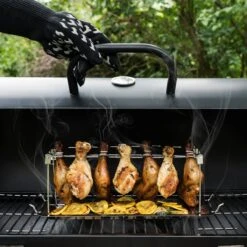 Grille D'ailes De Poulet Navaris Pour Le BBQ - Support De Cuisse De Poulet Avec égouttoir - Accessoire De Gril Et De Barbecue Pour 14 Pièces De Poulet - Acier Inoxydable -Magasin D'Accessoires Pour Barbecue 1200x1200 495