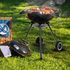 Barbecue AG Ø 46 Cm - Barbecues à Charbon - Barbecue Kogelbarbecue Incl. Thermomètre - Température Inoxydable - Barbecue Rond - Incl. Couvercle Et Roues - Barbecue Traditionnel - 7 Personnes - Grille De Ventilation Pour Régulation Oxygène - Zwart - -Magasin D'Accessoires Pour Barbecue 1200x1200 53