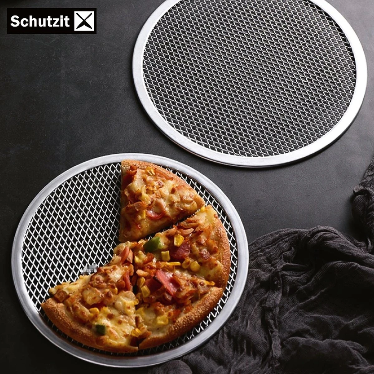 Schutzit - 2 Pièces Assiette à Pizza - 25,5 Cm - Plaque De Cuisson à Pizza - Plaque De Fond En Maille - Forme De Pizza - Plaque à Pizza BBQ 6 Schutzit - 2 Pièces Assiette à Pizza - 25,5 Cm - Plaque De Cuisson à Pizza - Plaque De Fond En Maille - Forme De Pizza - Plaque à Pizza BBQ – Image 4