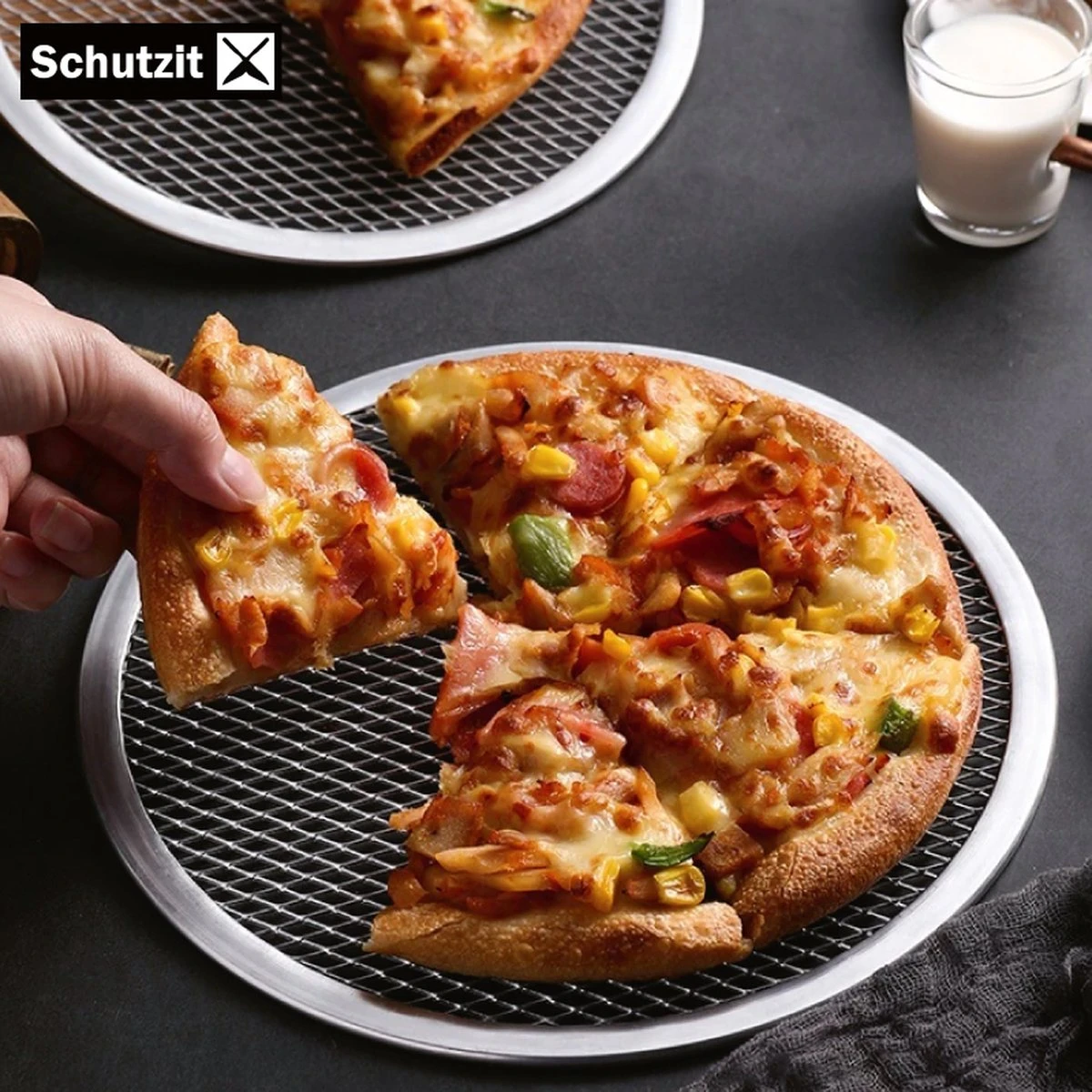 Schutzit - 2 Pièces Assiette à Pizza - 25,5 Cm Et 30,5 Cm - Plaque De Cuisson à Pizza - Plaque De Fond En Maille - Forme De Pizza - Poêle à Pizza BBQ 6 Schutzit - 2 Pièces Assiette à Pizza - 25,5 Cm Et 30,5 Cm - Plaque De Cuisson à Pizza - Plaque De Fond En Maille - Forme De Pizza - Poêle à Pizza BBQ – Image 4