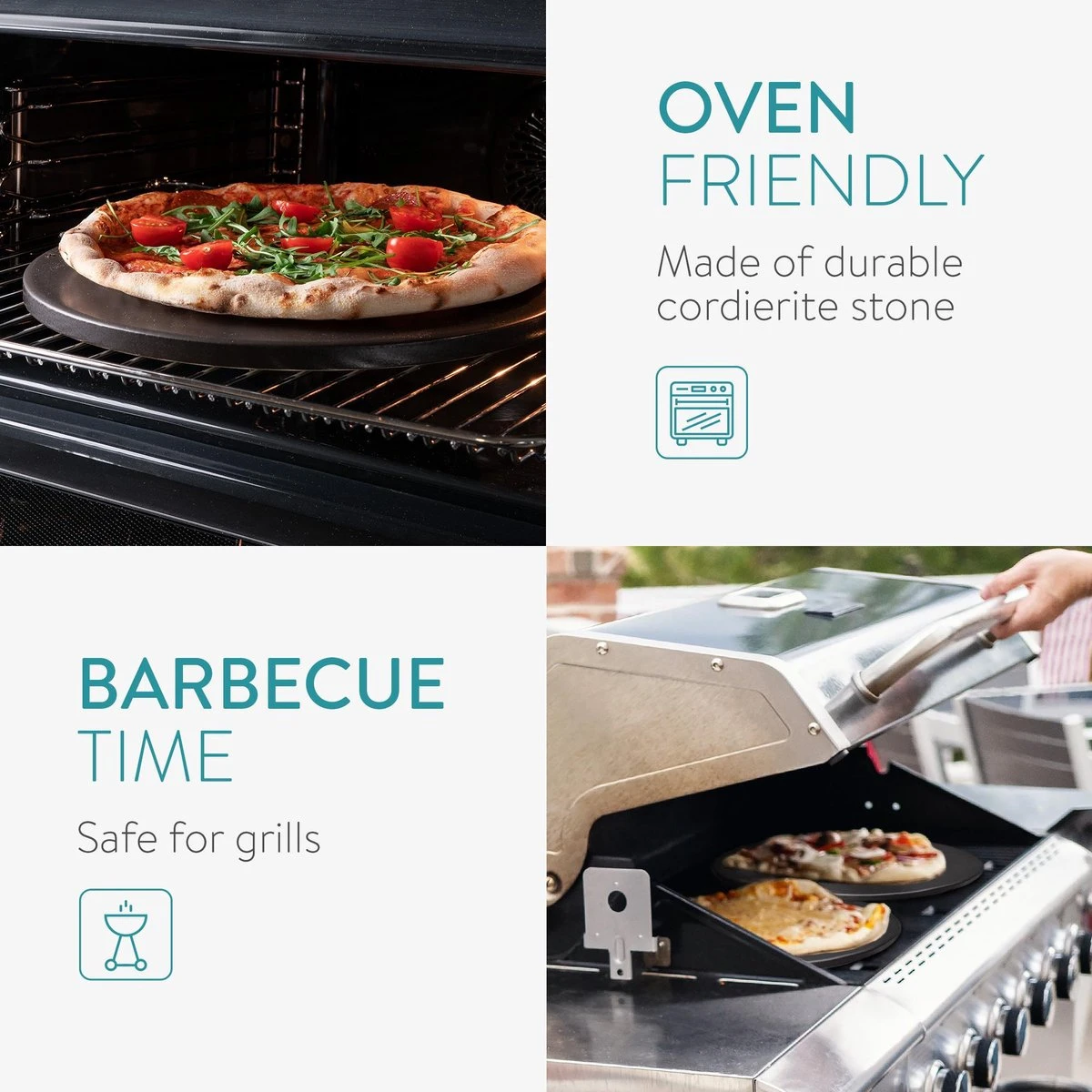 Navaris XL Pour Four Et Barbecue - Assiette à Pizza Ronde � 30,5 Cm - Pierre à Pain - Céramique émaillée - Zwart 12 Navaris XL Pour Four Et Barbecue - Assiette à Pizza Ronde � 30,5 Cm - Pierre à Pain - Céramique émaillée - Zwart – Image 10