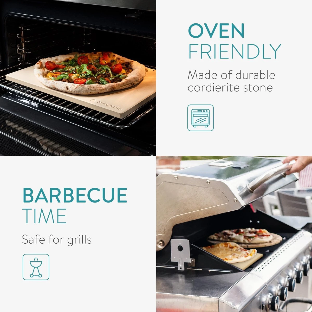 Navaris XL Pour Four, Grill Et Barbecue - Assiette à Pizza Rectangulaire 38 X 30 Cm - Set Avec Pelle à Pizza - Céramique émaillée 7 Navaris XL Pour Four, Grill Et Barbecue - Assiette à Pizza Rectangulaire 38 X 30 Cm - Set Avec Pelle à Pizza - Céramique émaillée – Image 5